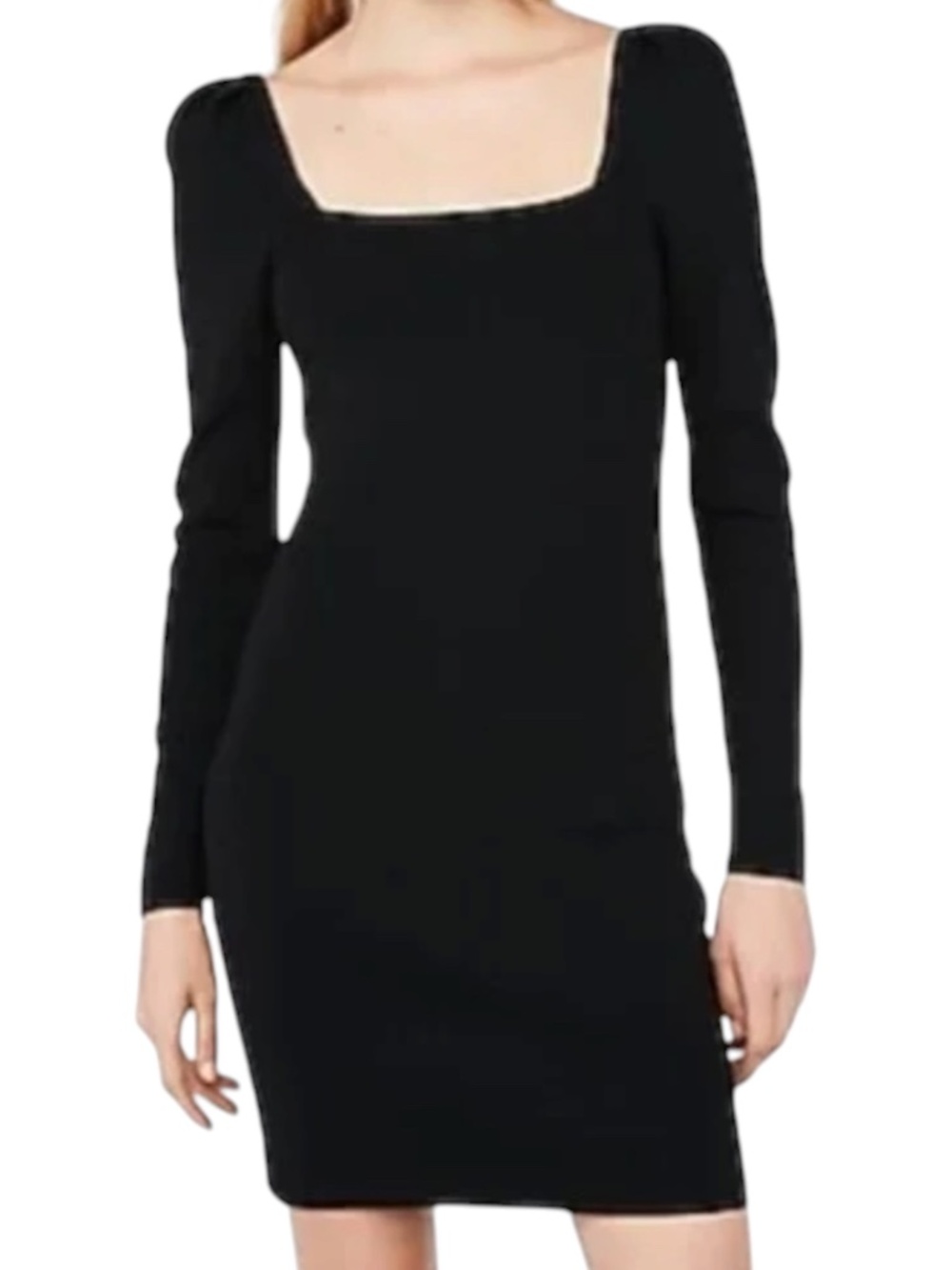 Express x Negin Mirsalehi Puff Sleeve Fitted Dress - Black Size S
